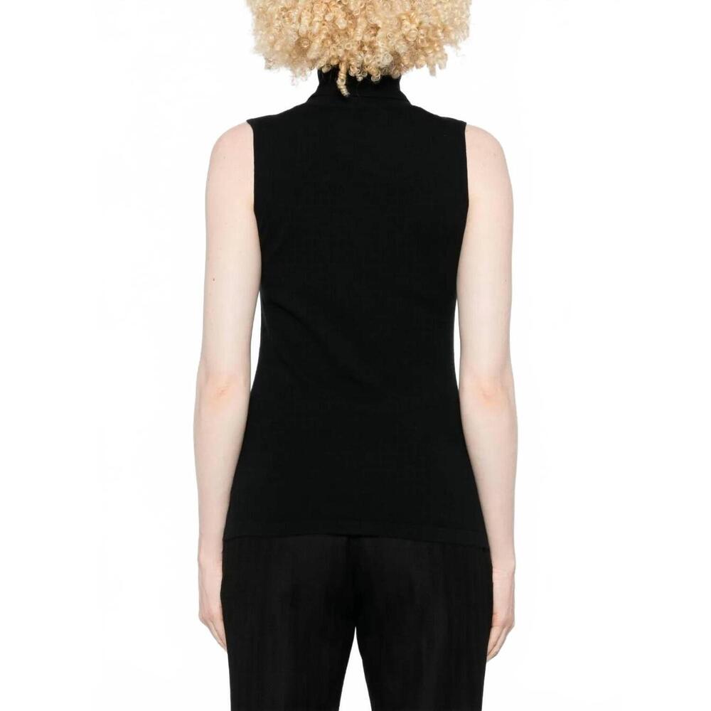 NEW ARCH4 CASHMERE poppy sleeveless turtleneck top in black - Picture 3 of 5